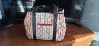 Bolso Carolina Herrera Beige y Rojo