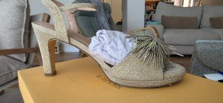 Conjunto Fiesta Menbur Zapatos y Bolso Dorado