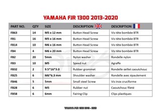 Kit de tornillería para YAMAHA FJR 1300 2013 2020