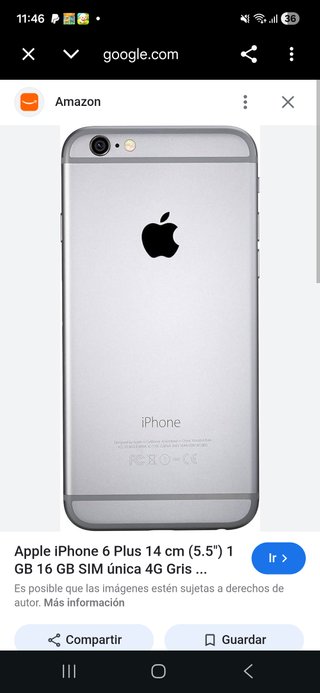 iPhone 6 Plus 16GB Gris/Plata para piezas