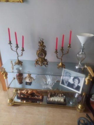Recibidor de cristal y metal dorado