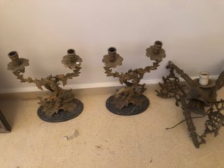 Candelabros de Bronce con Base de Mármol