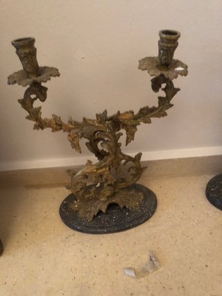 Candelabros de Bronce con Base de Mármol
