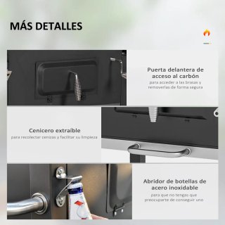 Barbacoa Carbón con Ruedas y Tapa