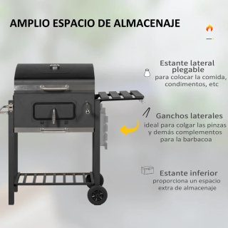 Barbacoa Carbón con Ruedas y Tapa