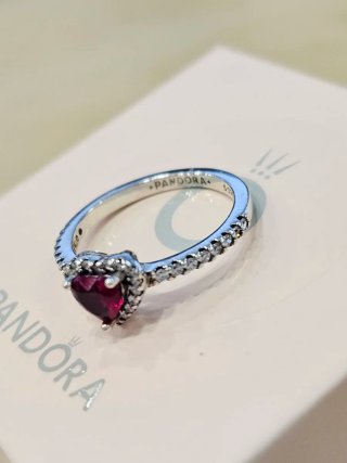 Anillo Pandora Corazón Rojo Talla 54 + Caja