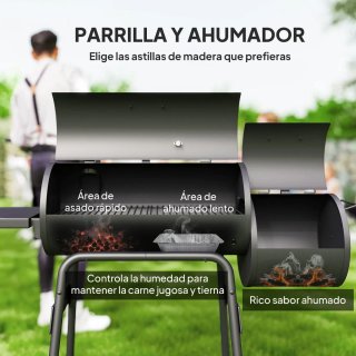 Barbacoa Carbón 3 en 1 Ahumador Parrilla