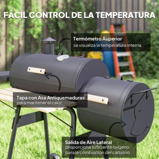 Barbacoa Carbón 3 en 1 Ahumador Parrilla