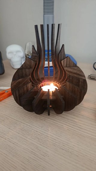 Porta velas en mdf color nogal