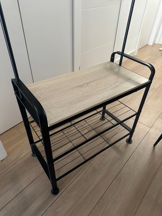Perchero Zapatero 3 Baldas Metal/Madera