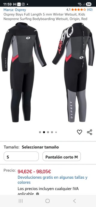 Neopreno niño Talla S 5/4mm + Chaleco naranja