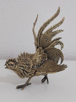 Figura de gallo vintage de bronce / latón macizo