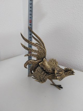 Figura de gallo vintage de bronce / latón macizo
