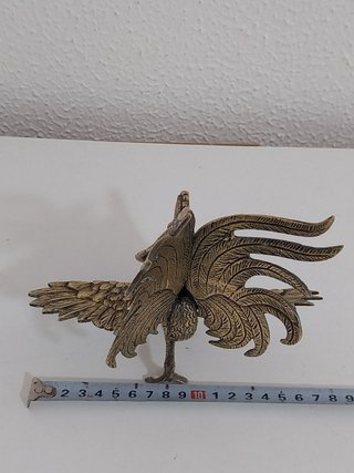 Figura de gallo vintage de bronce / latón macizo