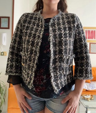 Giacca Tweed Donna M/L Nera e Bianca