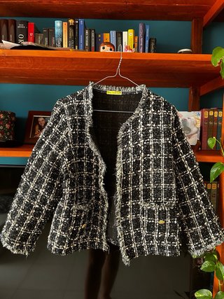 Giacca Tweed Donna M/L Nera e Bianca