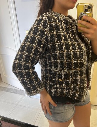 Giacca Tweed Donna M/L Nera e Bianca