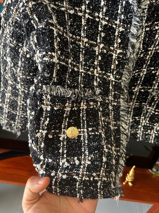 Giacca Tweed Donna M/L Nera e Bianca