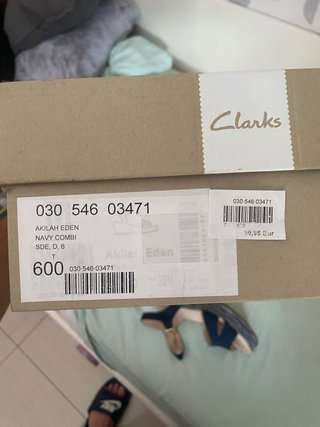 Sandalias cuña Clarks azul y blanco