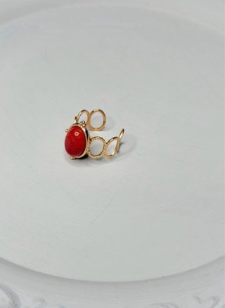 Anillo acero inoxidable vintage piedra roja