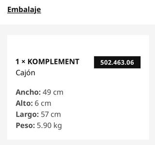 Cajón KOMPLEMENT IKEA efecto roble 50x58 cm
