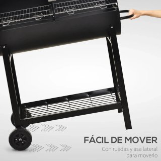 Barbacoa Carbón Parrilla Ajustable Negra