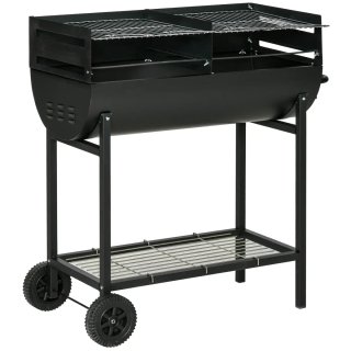 Barbacoa Carbón Parrilla Ajustable Negra