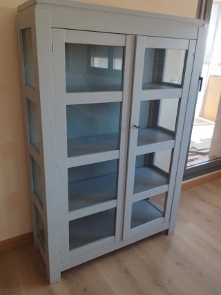 Vitrina salón madera y cristal 160x106x40