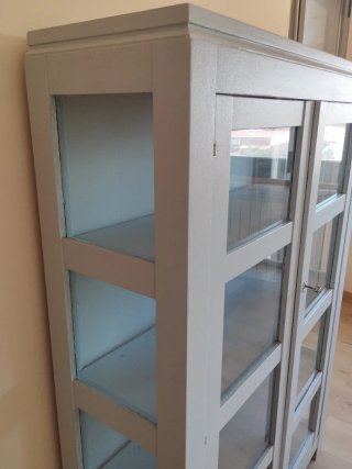 Vitrina salón madera y cristal 160x106x40