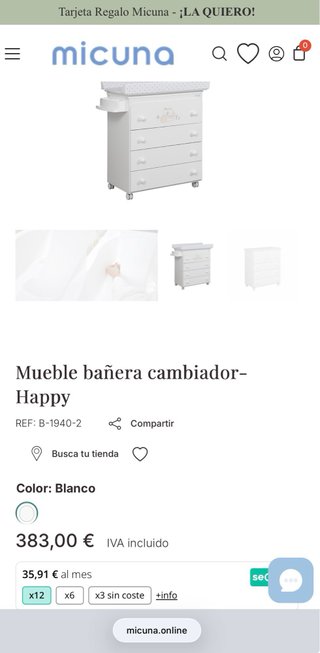 Cómoda cambiador Micuna con ruedas