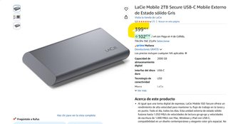 Disco Duro Externo LaCie 2TB USB-C