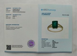 Anillo Esmeralda Rectangular Oro Diamantes