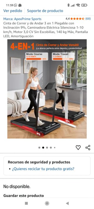 Cinta de Correr y Andar Plegable