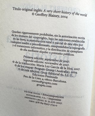 Libro Una brevísima historia del mundo Blainey