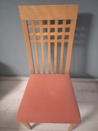 4 Sillas Comedor Madera y Tela
