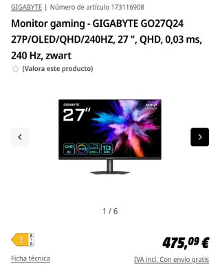 Monitor Gigabyte OLED 240Hz