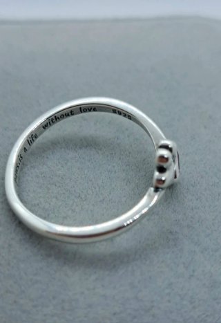 Anillo Plata 925 Huella Corazón Rosa