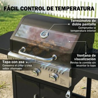Barbacoa Gas 3 Quemadores 7.5 kW Termómetro