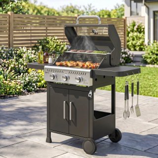 Barbacoa Gas 3 Quemadores 7.5 kW Termómetro