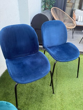 4 Sillas Terciopelo Azul/Verde