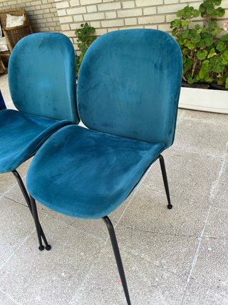 4 Sillas Terciopelo Azul/Verde