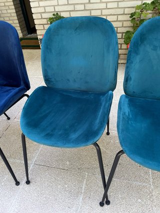 4 Sillas Terciopelo Azul/Verde