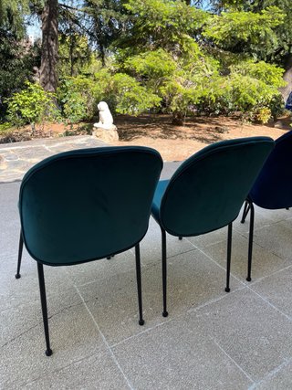 4 Sillas Terciopelo Azul/Verde