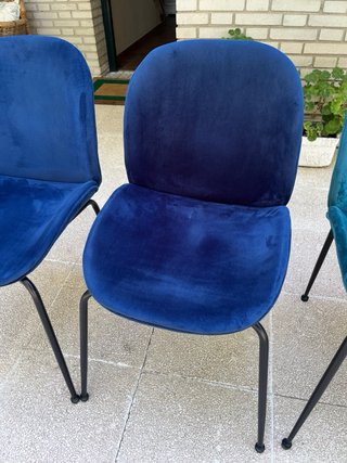 4 Sillas Terciopelo Azul/Verde