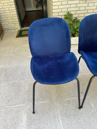 4 Sillas Terciopelo Azul/Verde