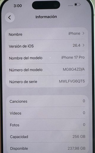 iPhone 17 Pro 256GB Plata