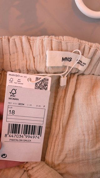 Pantalón ancho algodón beige