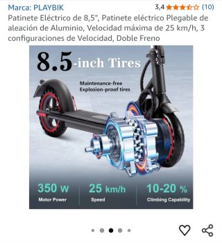 Patinete Eléctrico PLAYBIK 8,5 Plegable
