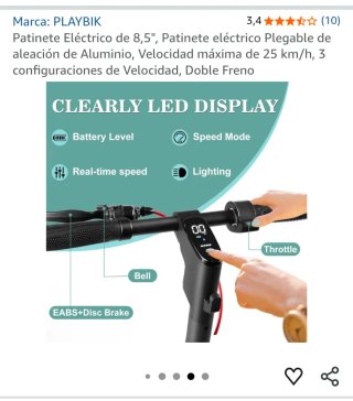 Patinete Eléctrico PLAYBIK 8,5 Plegable