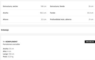 Pantalonero extraíble KOMPLEMENT IKEA 100x35